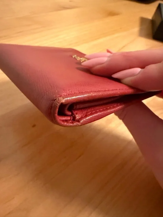 Prada Red Saffiano Leather Compact Wallet Card Holder with Gold Logo with Box - Picture 7 of 16